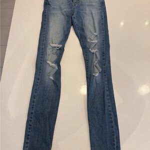 Flying Monkey Light Blue Distressed Skinny Jeans